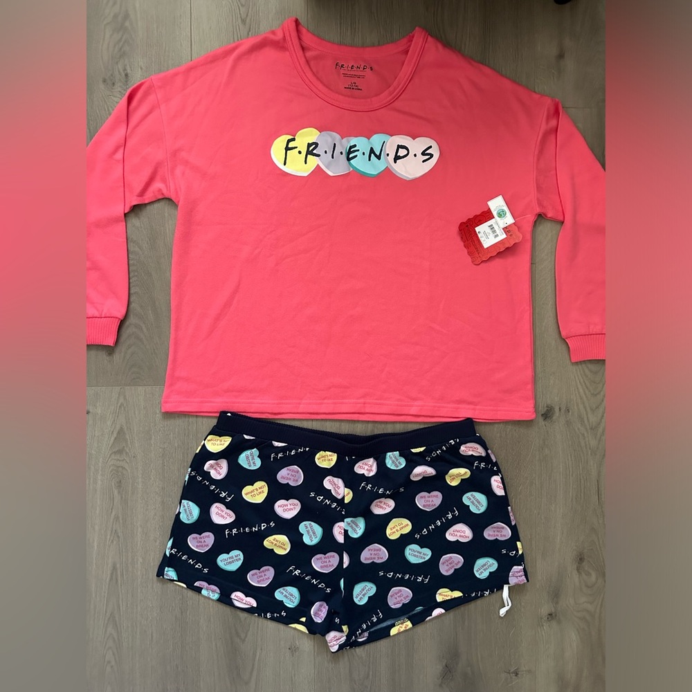 Friends Pajamas Set - Pink and Navy in Size L